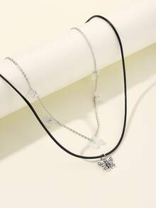 2pcs Butterfly Charm Necklace - Multicolor - View 2