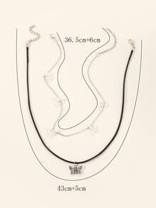 2pcs Butterfly Charm Necklace - Multicolor - View 3