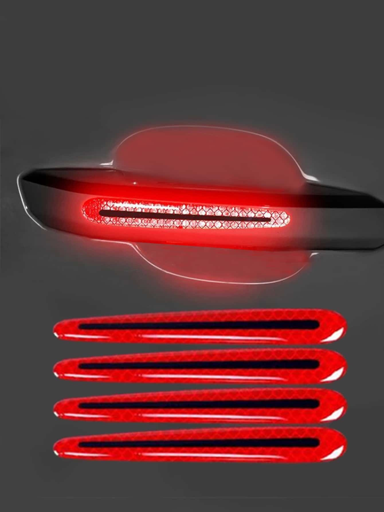 4入組反光車門把手貼紙 - 紅色 - 查看 1