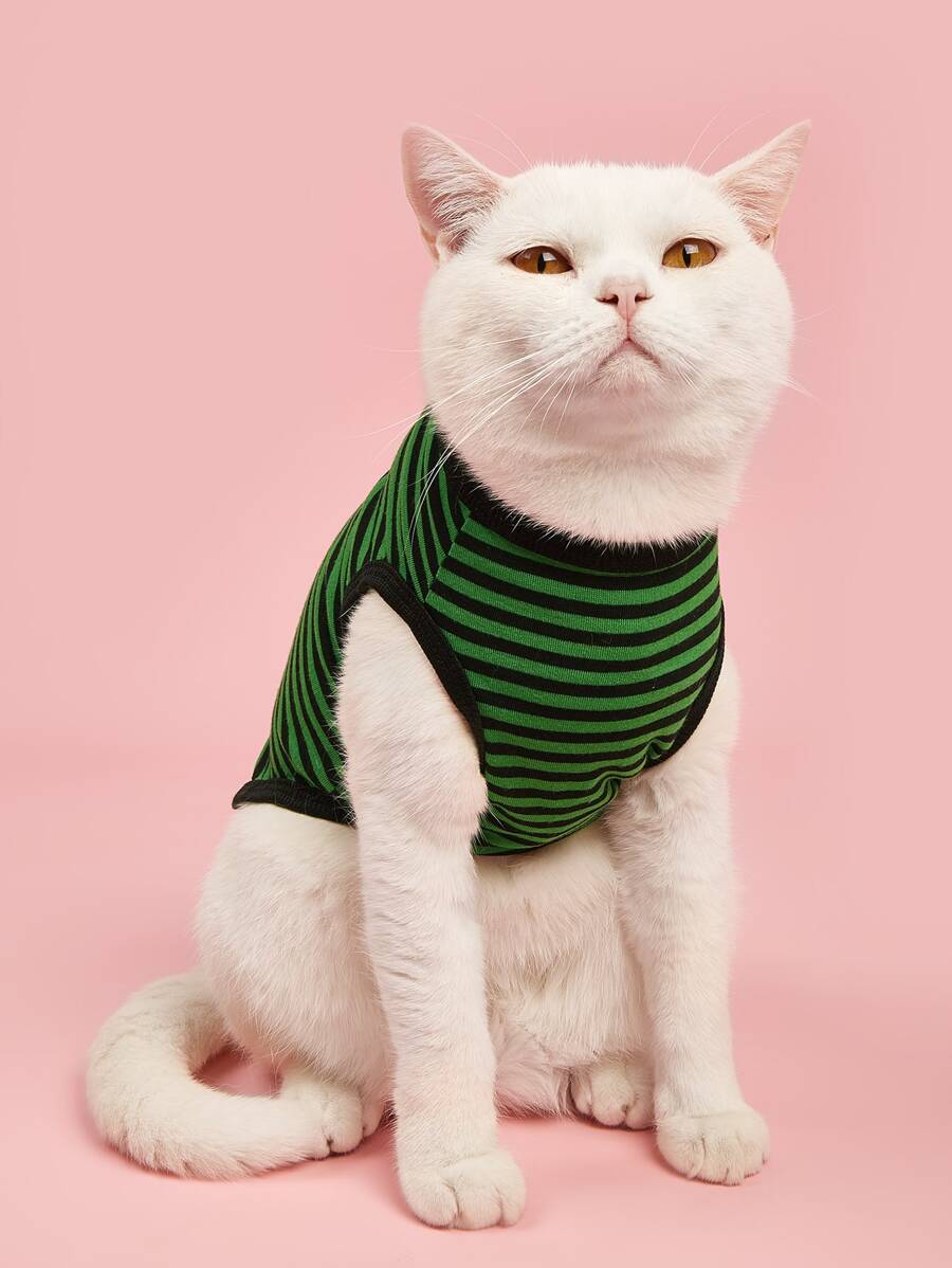 1 pieza Tank de mascota con estampado de rayas - Multicolor - Ver 1