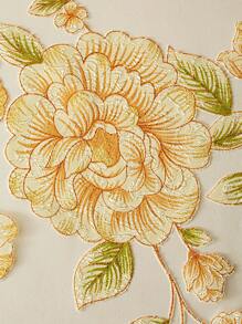 Flower Embroidered Single Panel Sheer Curtain - Yellow - View 2