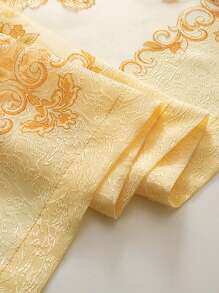 Flower Embroidered Single Panel Sheer Curtain - Yellow - View 6