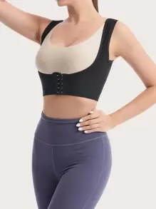 运动户外防滑 PU 聚氨酯胸托塑身衣腰部训练紧身胸衣 - 黑色 - 查看 1