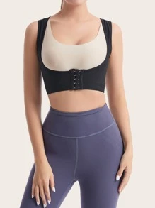 运动户外防滑 PU 聚氨酯胸托塑身衣腰部训练紧身胸衣 - 黑色 - 查看 7