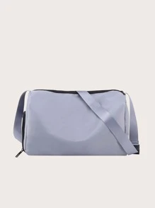 1pc Sports Style Multifunctional Simple Gym/Yoga Bag With Shoe Compartment, Wet/Dry Separated Fitness Bag For Outdoor Camping And Traveling Storage - Dusty Blue - View 1