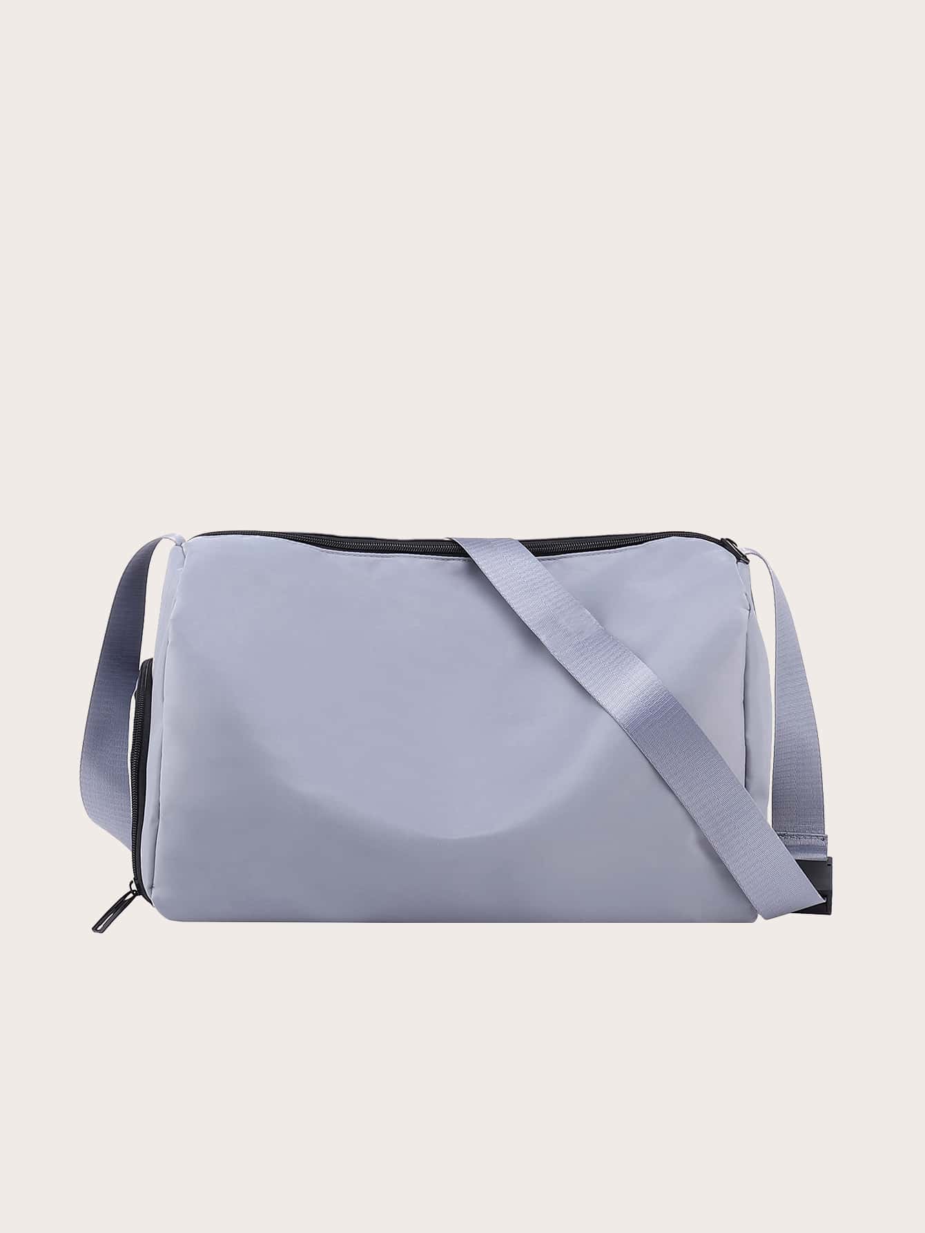 1pc Sports Style Multifunctional Simple Gym/Yoga Bag With Shoe Compartment, Wet/Dry Separated Fitness Bag For Outdoor Camping And Traveling Storage - Dusty Blue - View 1