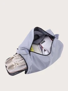 1pc Sports Style Multifunctional Simple Gym/Yoga Bag With Shoe Compartment, Wet/Dry Separated Fitness Bag For Outdoor Camping And Traveling Storage - Dusty Blue - View 2