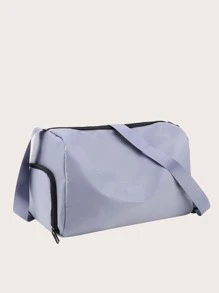 1pc Sports Style Multifunctional Simple Gym/Yoga Bag With Shoe Compartment, Wet/Dry Separated Fitness Bag For Outdoor Camping And Traveling Storage - Dusty Blue - View 3