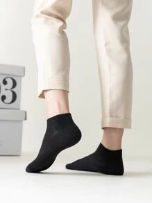 5pairs Men Solid Ankle Socks - Black - View 3