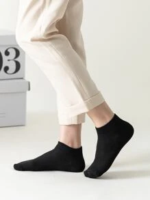 5pairs Men Solid Ankle Socks - Black - View 4