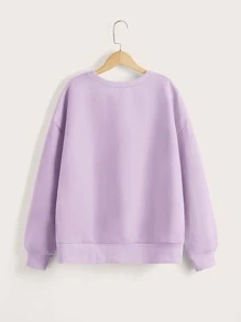 SHEIN 青少年女孩波浪印花套頭衫 - 紫丁香色 - 查看 2