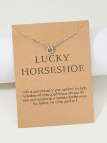 Rhinestone Geometric Charm Necklace - Silver - View 1