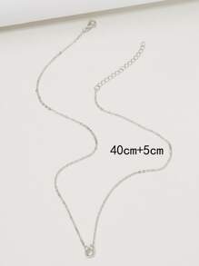 Rhinestone Geometric Charm Necklace - Silver - View 3