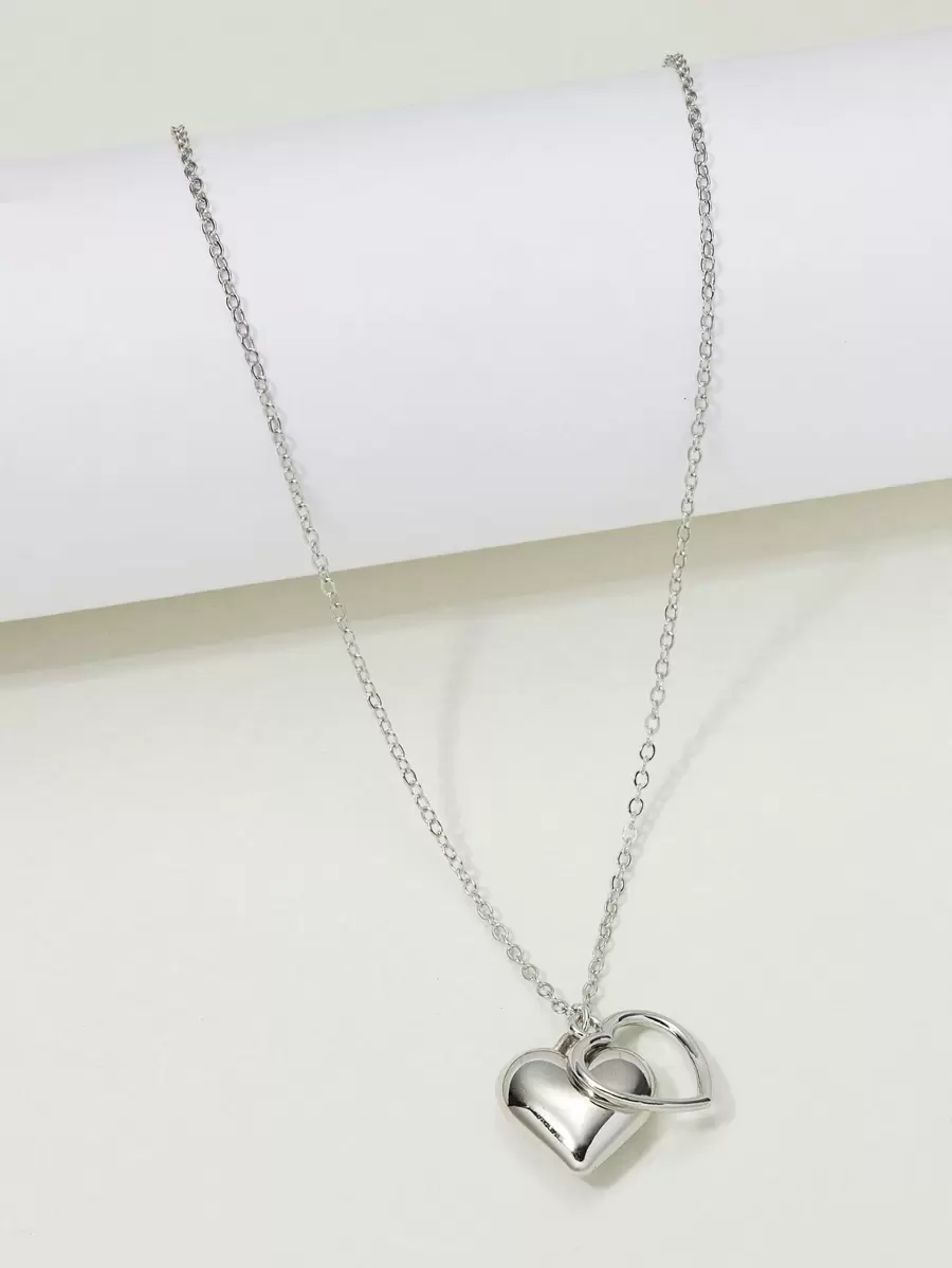 Vòng cổ mặt dây chuyền trái tim - Bạc - Xem 1