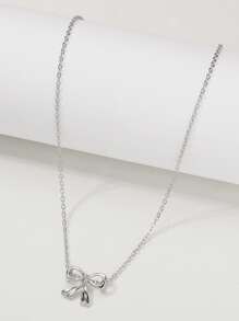 蝴蝶结吊坠项链 情人节、妈妈、母亲、母亲节、礼物 - 銀色 - 查看 2