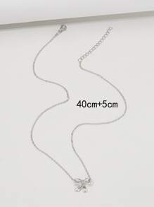 蝴蝶结吊坠项链 情人节、妈妈、母亲、母亲节、礼物 - 銀色 - 查看 3