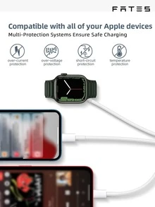 3 en 1 Cable de dato Lightning & Cargador inalámbrico compatible con Apple Watch - Blanco - Ver 7