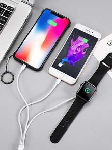 3 en 1 Cable de dato Lightning & Cargador inalámbrico compatible con Apple Watch - Blanco - Ver 2
