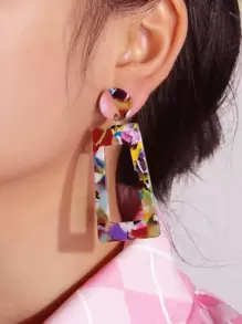 Bông tai hình học thả - Nhiều màu - Xem 12