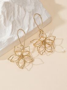 Flower Drop Earrings - Yellow Gold - View 2