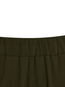 SHEIN Clasi 大碼前繫帶拼接細節半身裙 - 軍綠色 - 查看 5