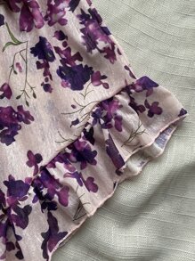 Bộ đồ ngủ Nữ Xù Thắt nơ trước Hoa Dễ thương - Nhiều màu - Xem 3