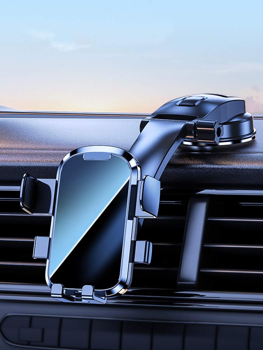 1pc Car Phone Holder, Suction Cup Mount For Windshield/Dashboard - Black - View 1