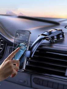 1pc Car Phone Holder, Suction Cup Mount For Windshield/Dashboard - Black - View 2