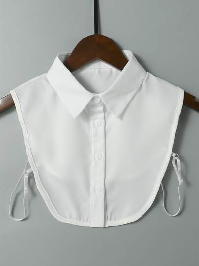 1pc Comfortable Fabric Solid White Plain Fake Collar Women Faux Collar Accessories Women