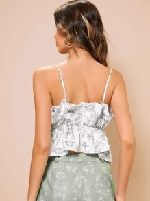 Karen Applegate 设计师骷髅和花卉印花荷叶边吊带背心，女装，夏季 - 彩色 - 查看 2