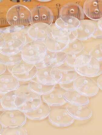1cm/1.2cm/1.5cm/2cm, 50pcs/Pack Two Eyes Transparent Sewing Buttons, Backing Buttons For Wool Coats, Suits, Cashmere Coats, Anti-Breakdown Transparent Buttons