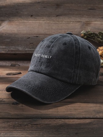 1pc Unisex Y2k Style Not Really Embroidered Washed Baseball Cap Sun Hat For Outdoor Sports, Daily Wear, And Commuting Casual