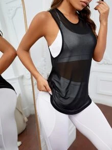 Easithlete Áo Tees & Tanks  Thể thao Nữ Lộ Lưng Hội Chữ thập cắt màu trơn - màu đen - Xem 5