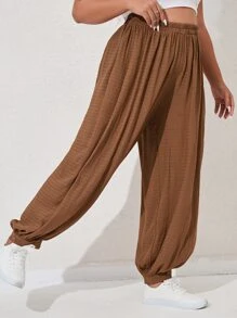 Mulvari Quần Plus Size màu trơn Giải trí - màu nâu - Xem 3