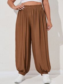 Mulvari Quần Plus Size màu trơn Giải trí - màu nâu - Xem 4