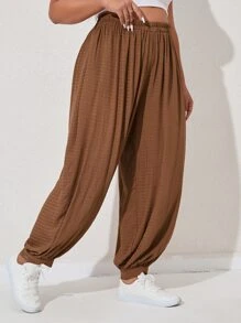 Mulvari Quần Plus Size màu trơn Giải trí - màu nâu - Xem 5