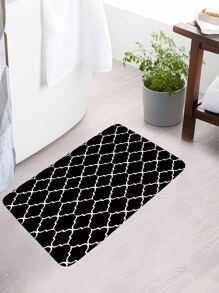 1pc Tấm thảm tắm in hình học hoặc 1 tấm rèm tắm - Đen và trắng - Xem 3