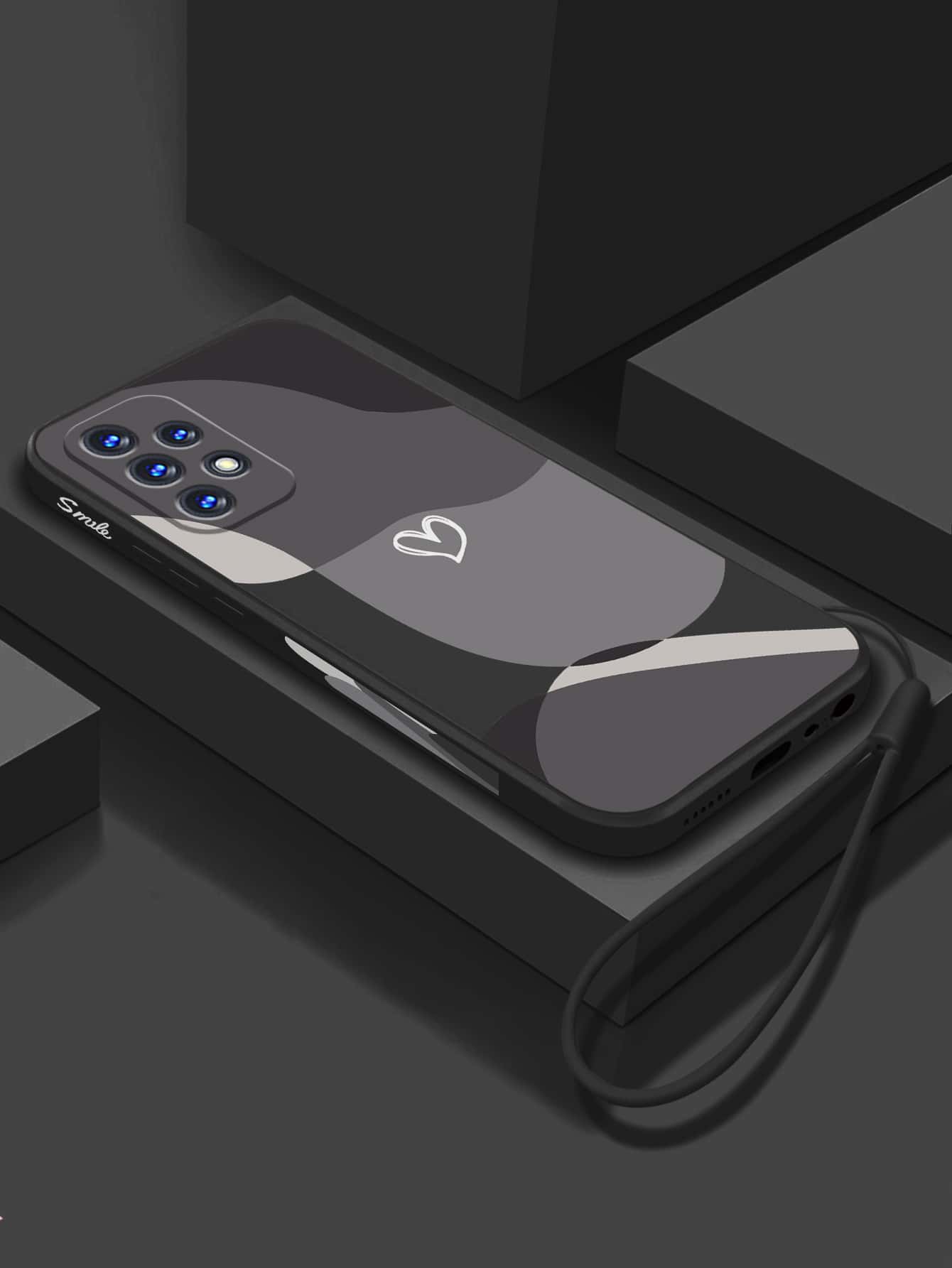 1pc Cute Heart Pattern Tpu Phone Case With Lanyard Compatible With Iphone 11/12/13/14/15/15pro/15plus/15promax And Compatible With Samsung Series Compatible With IPhone15/15Plus/15Pro/15Promax,International Version, Not The Domestic Version