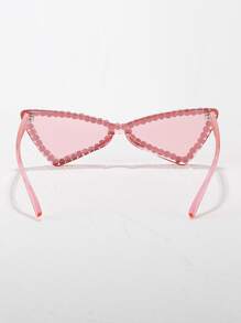 Rhinestone Decor Geometric Frame Fashion Glasses - Pink - View 2