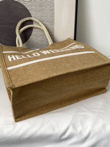 字母圖案頂部提手包書包，適合畢業生、青少年女孩、新生、大二、大三、大學、大學和高中，非常適合戶外、旅行和返校 - 卡其色 - 查看 5