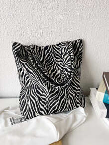 Zebra Striped Pattern Shopper Bag School Bag,Portable,Lightweight,Large Capacity, Suitable For Teen Girls Women College Students, Perfect For Back To School,College,Shopping,Middle School, High School