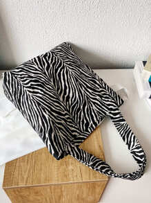 Zebra Striped Pattern Shopper Bag School Bag,Portable,Lightweight,Large Capacity, Suitable For Teen Girls Women College Students, Perfect For Back To School,College,Shopping,Middle School, High School