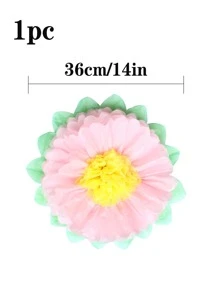 1pc Flower Shaped Tissue Pom Pom - Multicolor - View 3