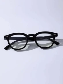 1pc Plastic Round Women Clear Glasses For Daily Life Watch TV Play Games Office Reading Accessories