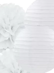 Set mit 12 Stück/24 Stück/36 Stück weiße und rosa Papier Laterne Blumen, für Hochzeitsdekoration, Party, Geburtstag, Einweihungsfeier, Deckendekorationen - Weiss - Übersicht 11