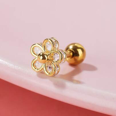 1 件水钻花朵设计耳钉 情人节、妈妈、母亲、母亲节、礼物