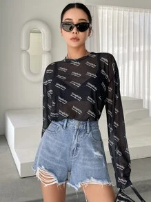 DAZY High Waist Ripped Raw Trim Denim Shorts - Medium Wash - View 6