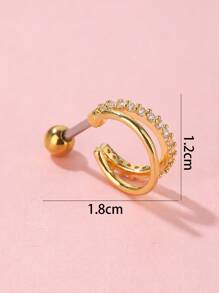 1 pieza Arete con diseño de diamante de imitación - Amarillo Oro - Ver 3