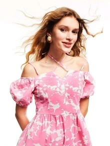 EURMUSE 挖肩滿版印花荷葉邊洋裝 - 彩色 - 查看 3