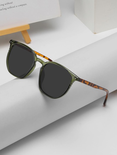 1pair Rice Spike Decor Fashion Glasses For Outdoor Boho Shades Beach Accessories Beach Accessories For Women Glasses Shades Basics Fall Winter Women Outfits Clothes Business Casual Gifts Leopard Color Blocking Boho Vacay Vibes For Summer Beach Vacation, Outdoor, Travel Leopard Tortoise Shell Bohemia Style Oversized Round Frame For Vacation, Beach, Travel